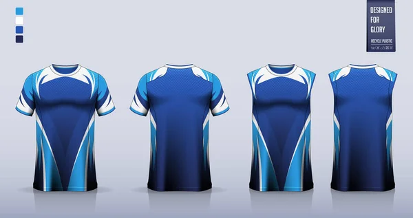 Blue Shirt Mockup Sport Shirt Template Design Soccer Jersey Football — Stok Vektör