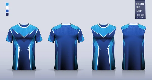 Blue Shirt Mockup Sport Shirt Template Design Soccer Jersey Football — Stock Vector