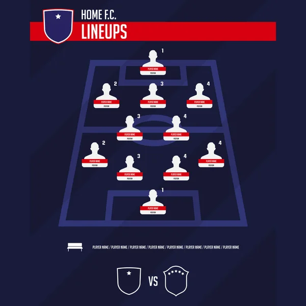 Football Team Formation Starting List Lineups Infographic Template Set Football — 스톡 벡터