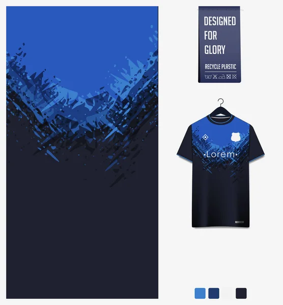 Soccer Jersey Pattern Design Brushstroke Pattern Blue Background Soccer Kit — Vetor de Stock