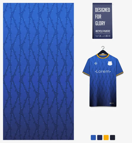 Diseño Patrón Camiseta Fútbol Patrón Triángulo Sobre Fondo Azul Para — Vector de stock