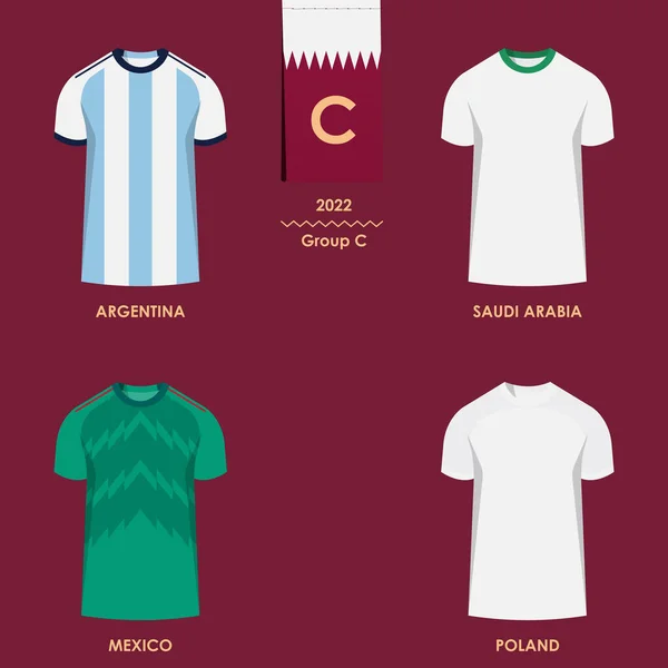 Calendario Partidos Grupo Argentina Arabia Saudita México Polonia Cuadro Resultados — Vector de stock