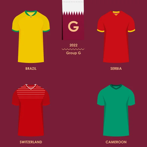 Calendario Partidos Grupo Brasil Serbia Suiza Camerún Cuadro Resultados Del — Vector de stock