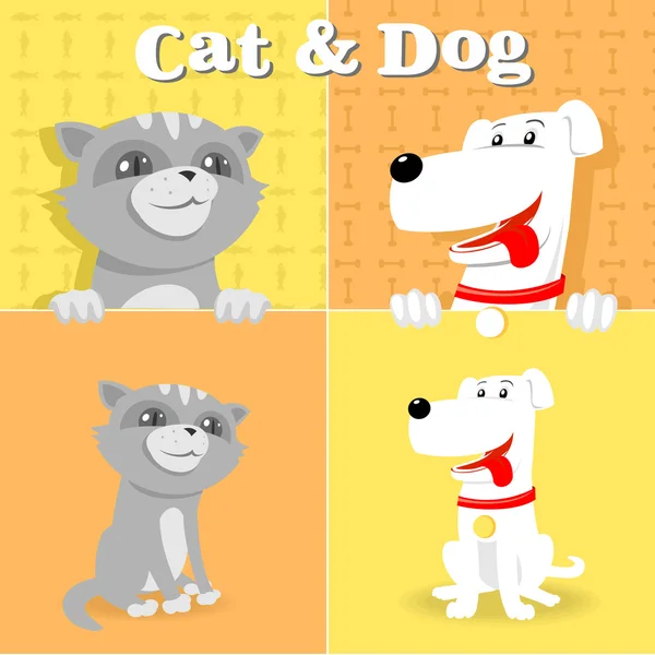 Hond en kat — Stockvector