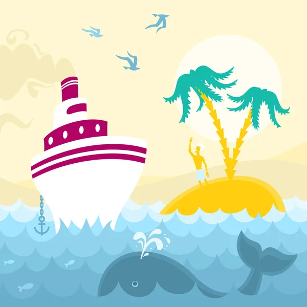 Adventures at Sea — Stock Vector