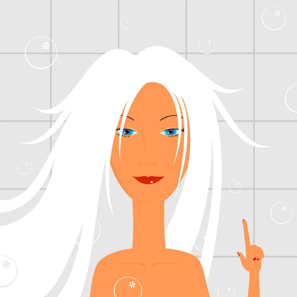 Chica en el baño — Vector de stock