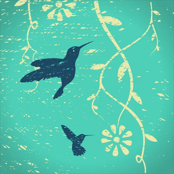 Fleur et colibri — Image vectorielle