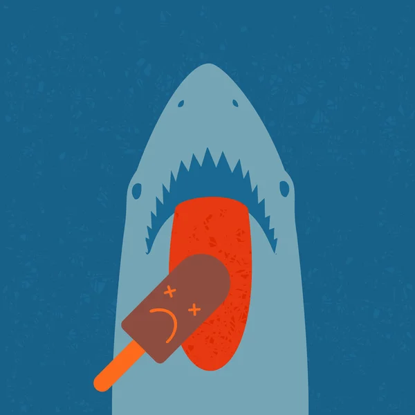 Hai isst Eis — Stockvektor