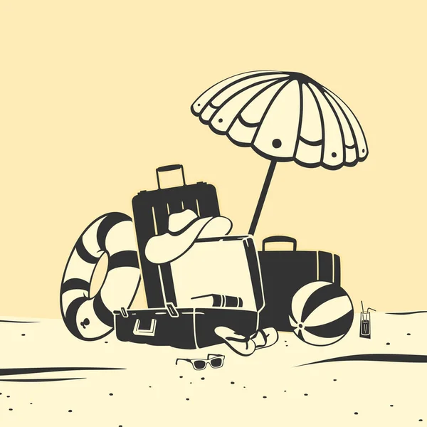 Illustrazione Vettoriale Simbolo Vacanza Sulla Spiaggia — Vettoriale Stock