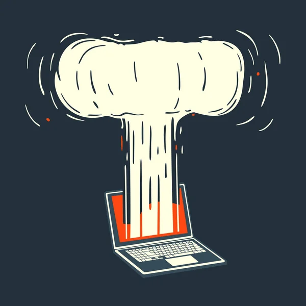 Vector Illustratie Computer Nucleaire Explosie — Stockvector