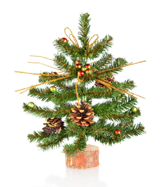 Small decorated Christmas tree isolated on white background Royalty Free Stock Photos