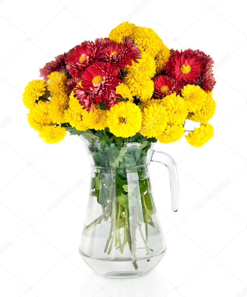 énorme Bouquet De Fleurs Jaunes Et Rouges Automne