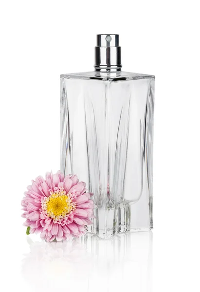 Perfume de flor de mujer en hermosa botella —  Fotos de Stock