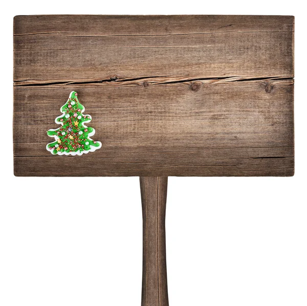 Natal abeto verde em uma tábua de madeira. Ano Novo fundo — Fotografia de Stock