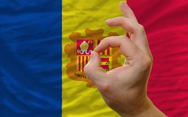 OK gebaar voor nationale vlag van andorra — Stockfoto