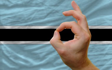 Botsvana bayrağı önünde bir jest ok