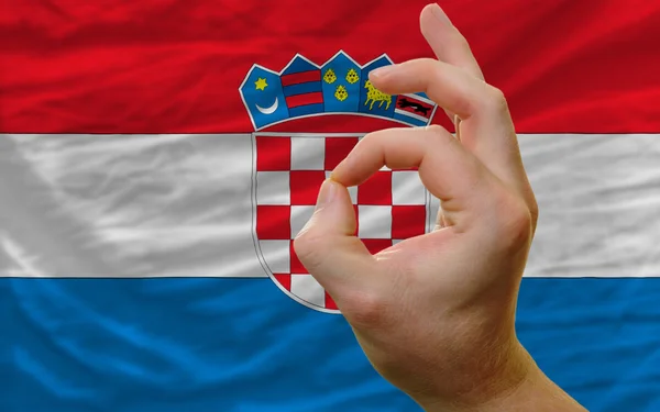 Ok gesture in front of croatia national flag — Stock Photo, Image