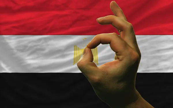 Mısır ulusal bayrak önünde bir jest ok — Stok fotoğraf