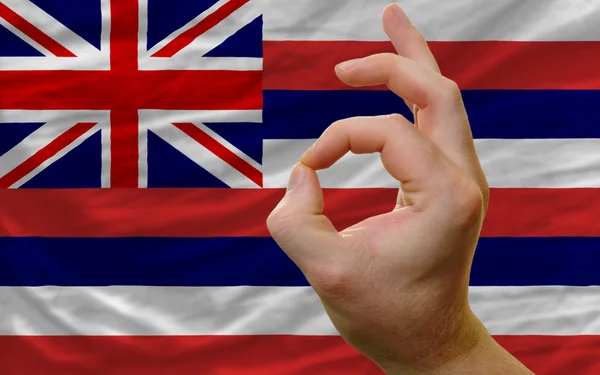 OK gebaar voor hawaii ons vlag — Stockfoto