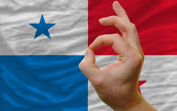 OK gebaar voor panama nationale vlag — Stockfoto