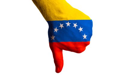 zekâ Venezuela ulusal bayrak başparmak aşağı başarısızlık için bir jest yaptı