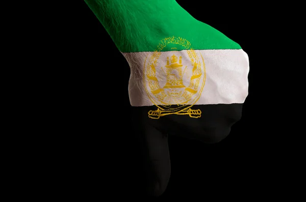 Afganistanie flagi narodowej kciuk dół gest za dokonane wi — Zdjęcie stockowe