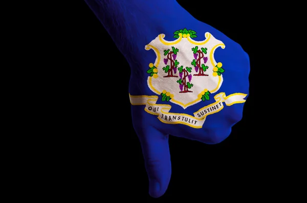 Connecticut nás státní vlajky palec dolů gesto za neúspěch se w — Stock fotografie