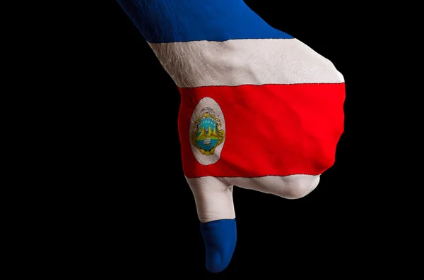 Zekâ costarica ulusal bayrak başparmak aşağı başarısızlık için bir jest yaptı — Stok fotoğraf
