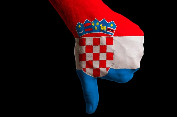 Croazia bandiera nazionale pollice in giù gesto per fallimento fatto con — Foto Stock