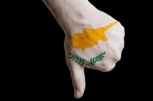 Κύπρος εθνική σημαία αντίχειρες κάτω χειρονομία για αποτυχία με h — Φωτογραφία Αρχείου