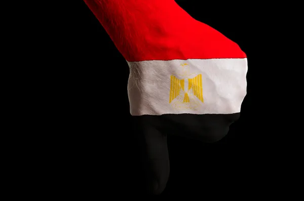 Egypt bandeira nacional polegares para baixo gesto por falha feita com ha — Fotografia de Stock