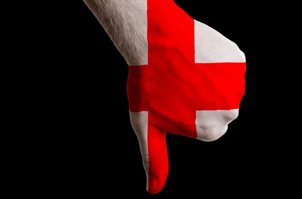 Inglaterra bandeira nacional polegares para baixo gesto para o fracasso feito com — Fotografia de Stock