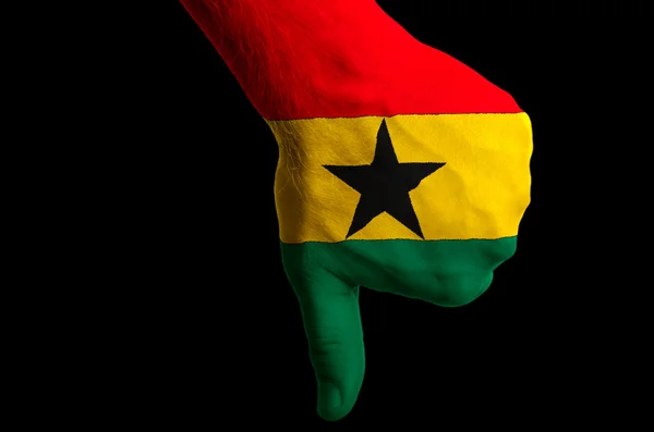 Ghana státní vlajka palec dolů gesto za neúspěch se s ha — Stock fotografie
