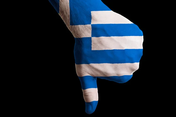 Grecia bandera nacional pulgar hacia abajo gesto por el fracaso hecho con ha —  Fotos de Stock