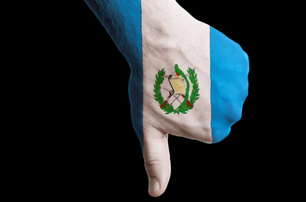 Guatemala national flag thumbs down gesture for failure made wit — Stock Photo, Image