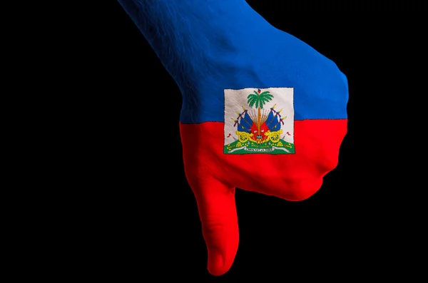 Haïti nationale vlag duim omlaag gebaar voor mislukking gemaakt met ha — Stockfoto