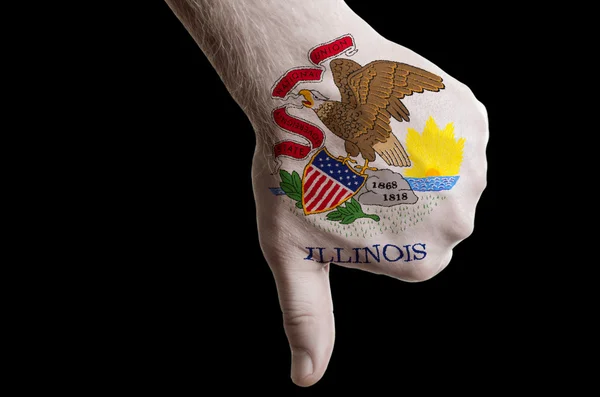 Illinois die ons vlag duim omlaag gebaar voor mislukking gemaakt staat met — Stockfoto