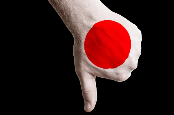 Japan national flag thumb down gesture for failure made with han — Stock Photo, Image