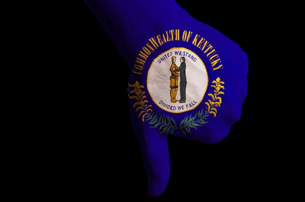 Kentucky die ons vlag duim omlaag gebaar voor mislukking gemaakt staat met — Stockfoto