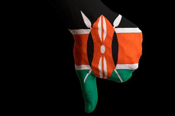 Kenya national flag thumbs down gesture for failure made with ha — стоковое фото