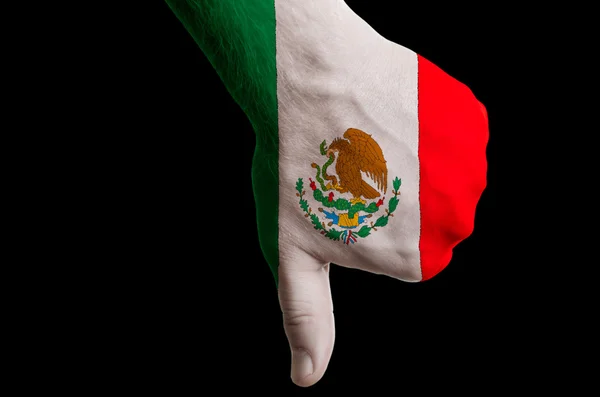 México bandera nacional pulgares abajo gesto por el fracaso hecho con h — Foto de Stock