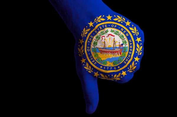 New hampshire us state flag thumbs down gesture for failure made — Stock Photo, Image