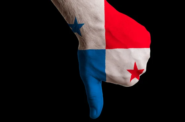 Panama national flag thumb down gesture for failure made with ha — Stock Photo, Image