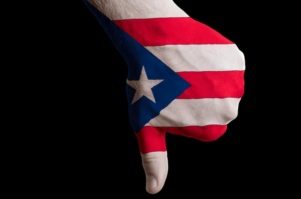 Puertorico flaga kciuk w dół gest za dokonane wi — Zdjęcie stockowe