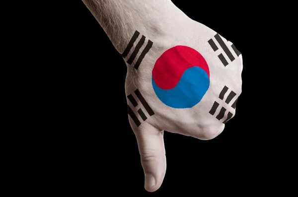 South korea national flag thumbs down gesture for failure made w — Stock Photo, Image