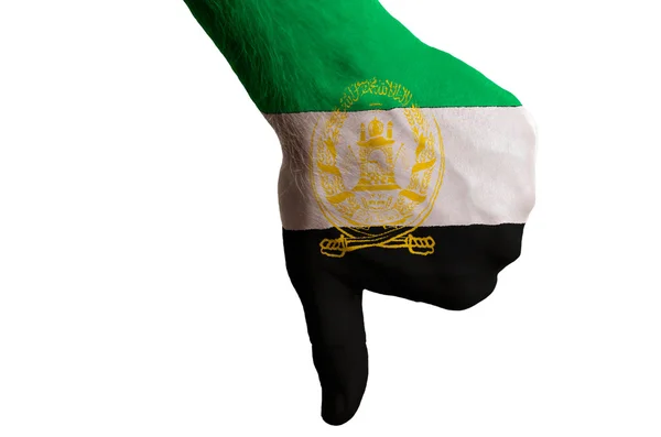 Afghanistan national flag thumb down gesture for failure made wi — Stok fotoğraf