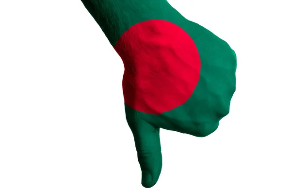 Bangladesh nationale vlag duim omlaag gebaar voor mislukking gemaakt wit — Stockfoto