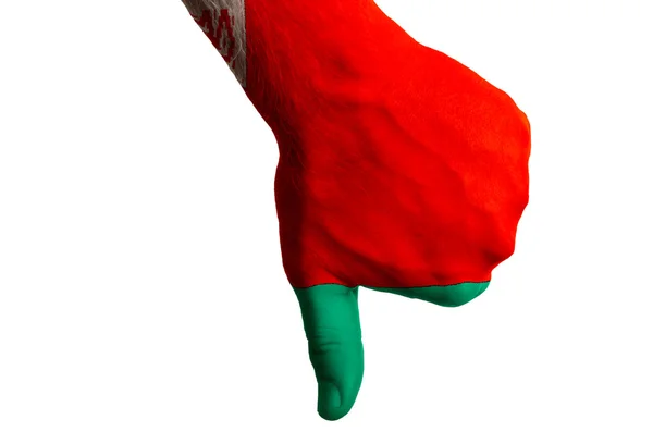 Belarus national flag thumb down gesture for failure made with h — Stock Photo, Image