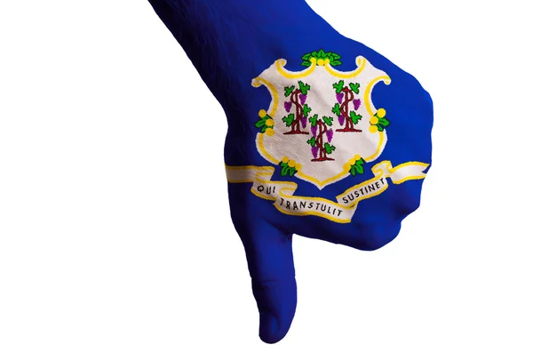 Connecticut noi stato bandiera pollici giù gesto per fallimento fatto w — Foto Stock