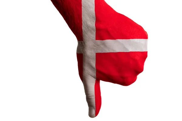 Denmark bandeira nacional polegar para baixo gesto por falha feita com h — Fotografia de Stock